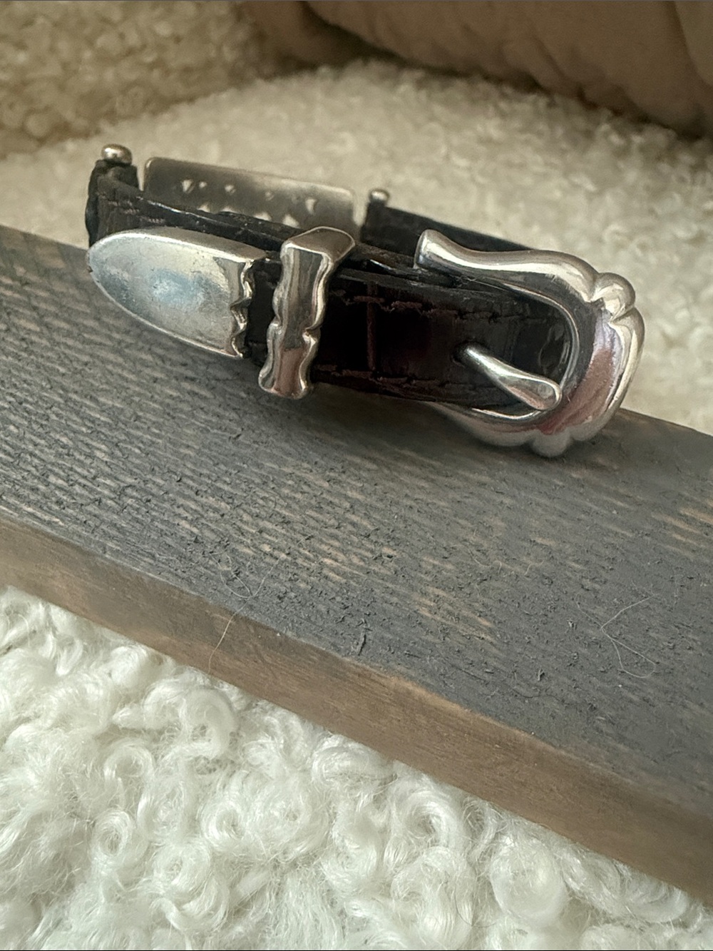 Brighton Brown Leather Bracelet with Silver Ornate Plate - Picture 2 of 5